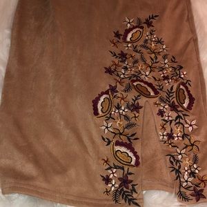 Floral slit suede dress